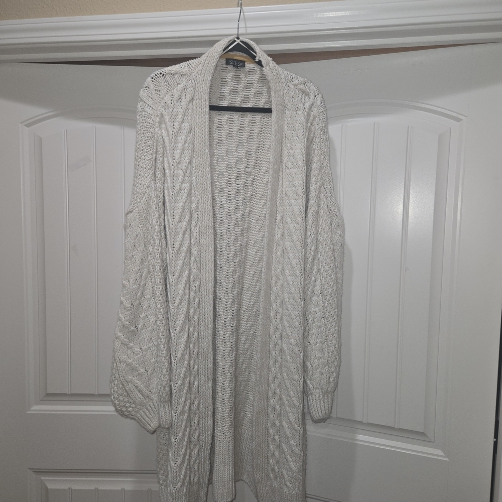 TOP SHOP Cozy Cream Knit Long Sleeve Cardigan /Coat Size 12